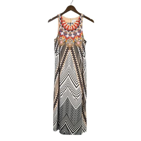 Anthropologie HD in Paris Solstice Printed 100% Silk Sleeveless Midi Shift Dress - Picture 4 of 14